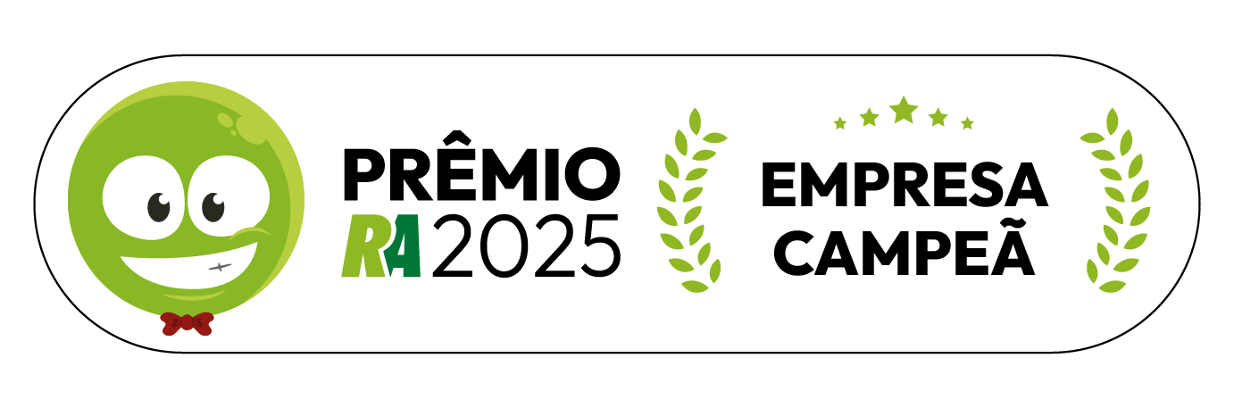 Selo de empresa campeã do prêmio Reclame Aqui 2025