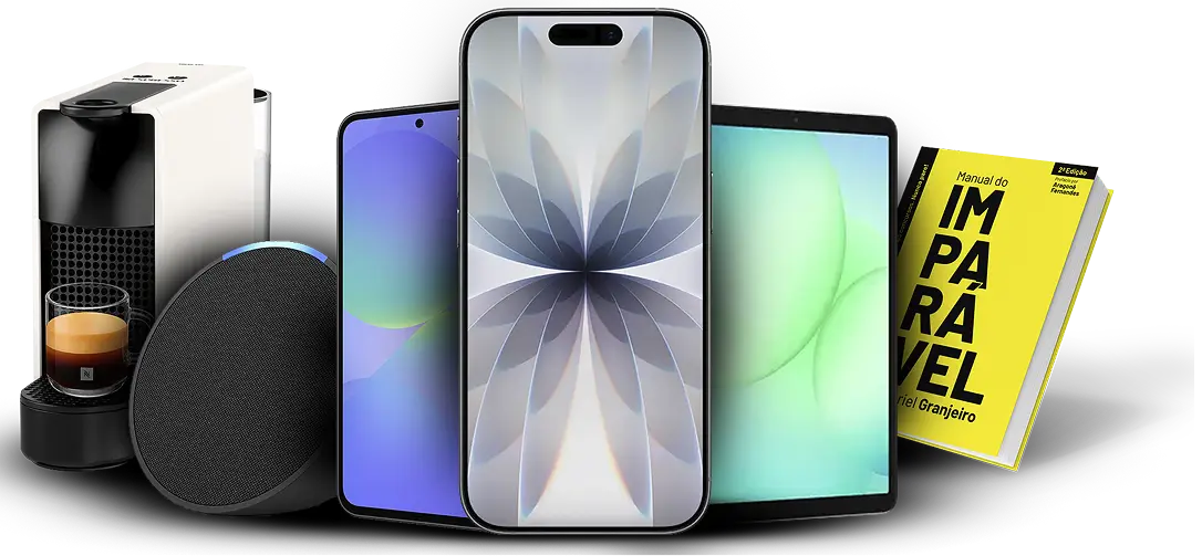 Nespresso, Alexa, celular e livro